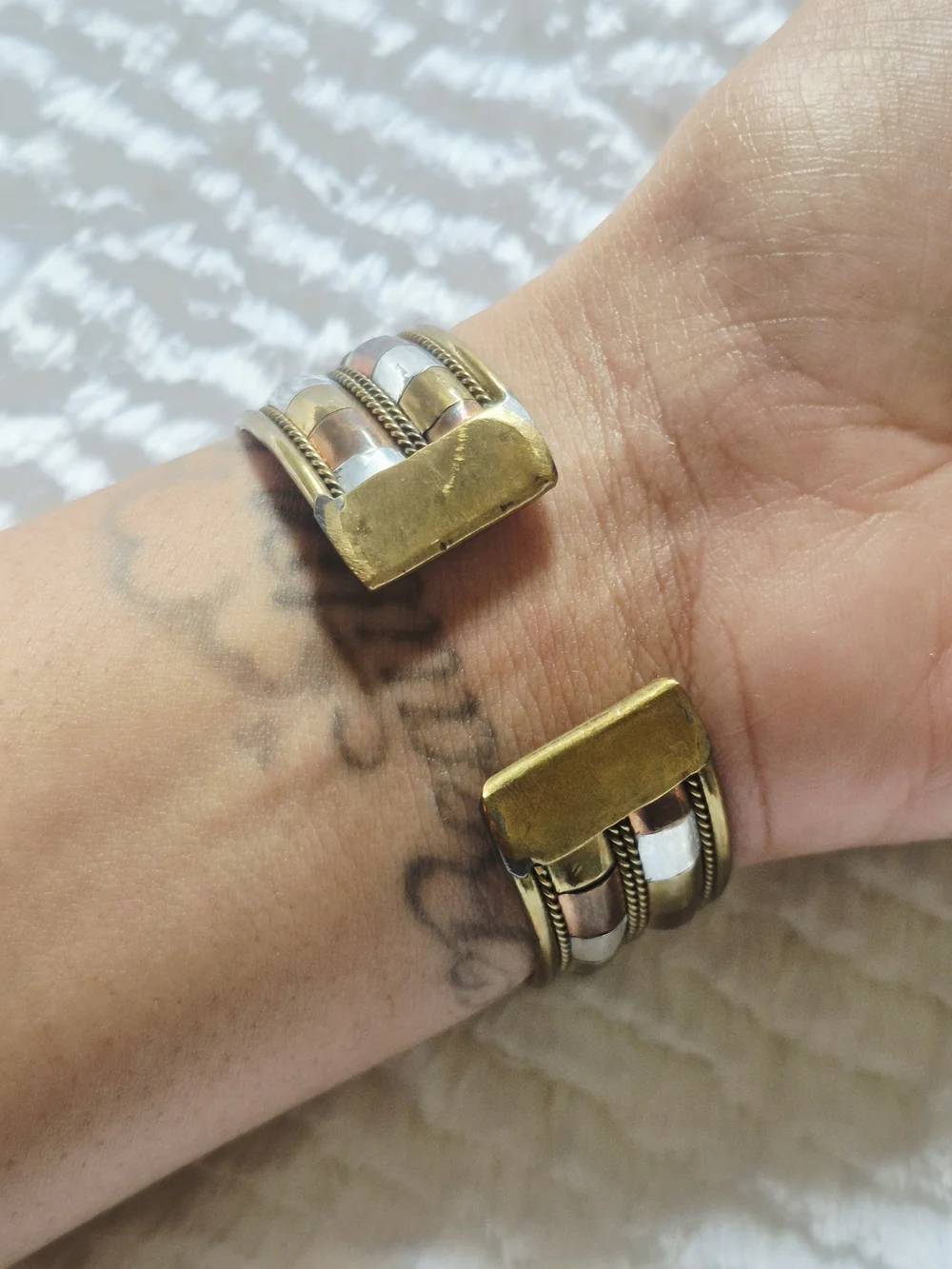 Vintage Tri-Color Copper Cuff Bangle